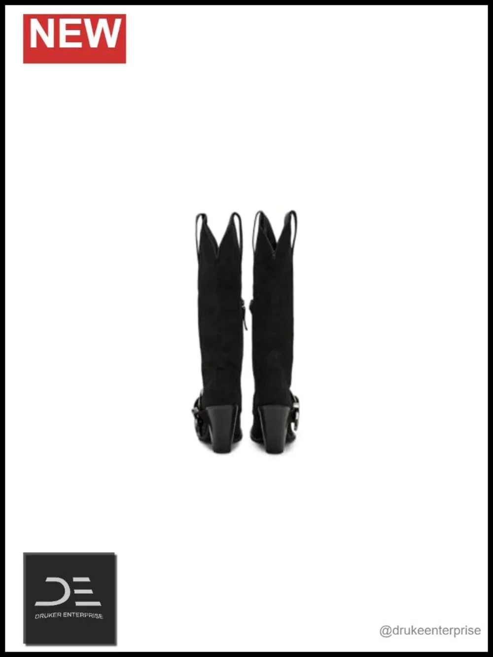 Suede Leather Knee High Boots, Block Heel, Zip Closure
